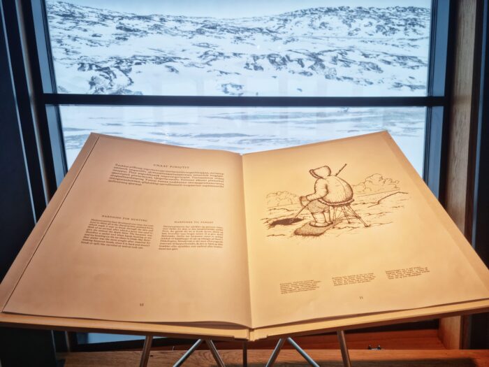 Extra large books replace information panels in the permanent exhibition