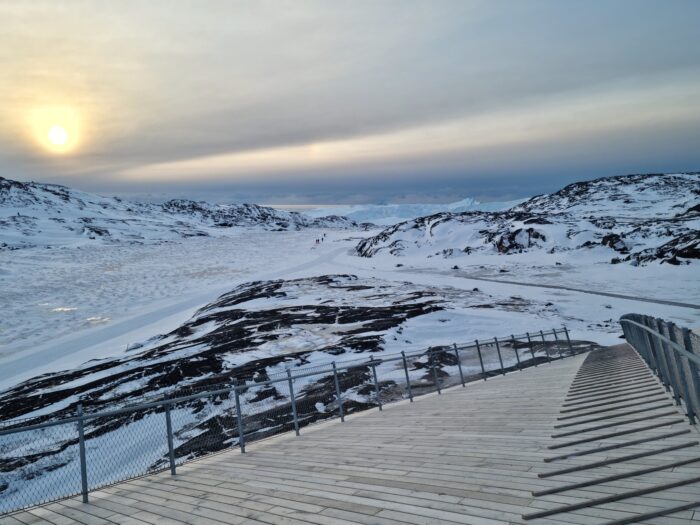 View from the top of the roof of the Ilulissat Icefjord Centre