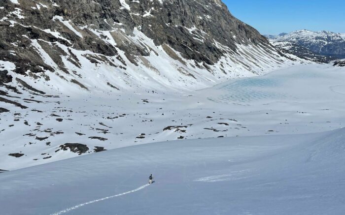 hiking in snowshoes
