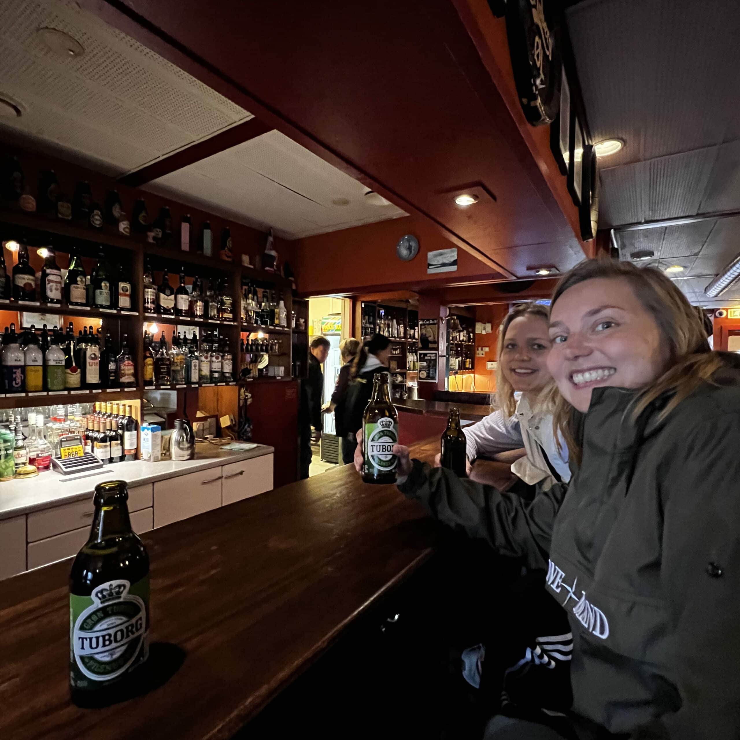 Enjoying a classic Danish Tuborg in MaxiMutten in Nuuks nightlife