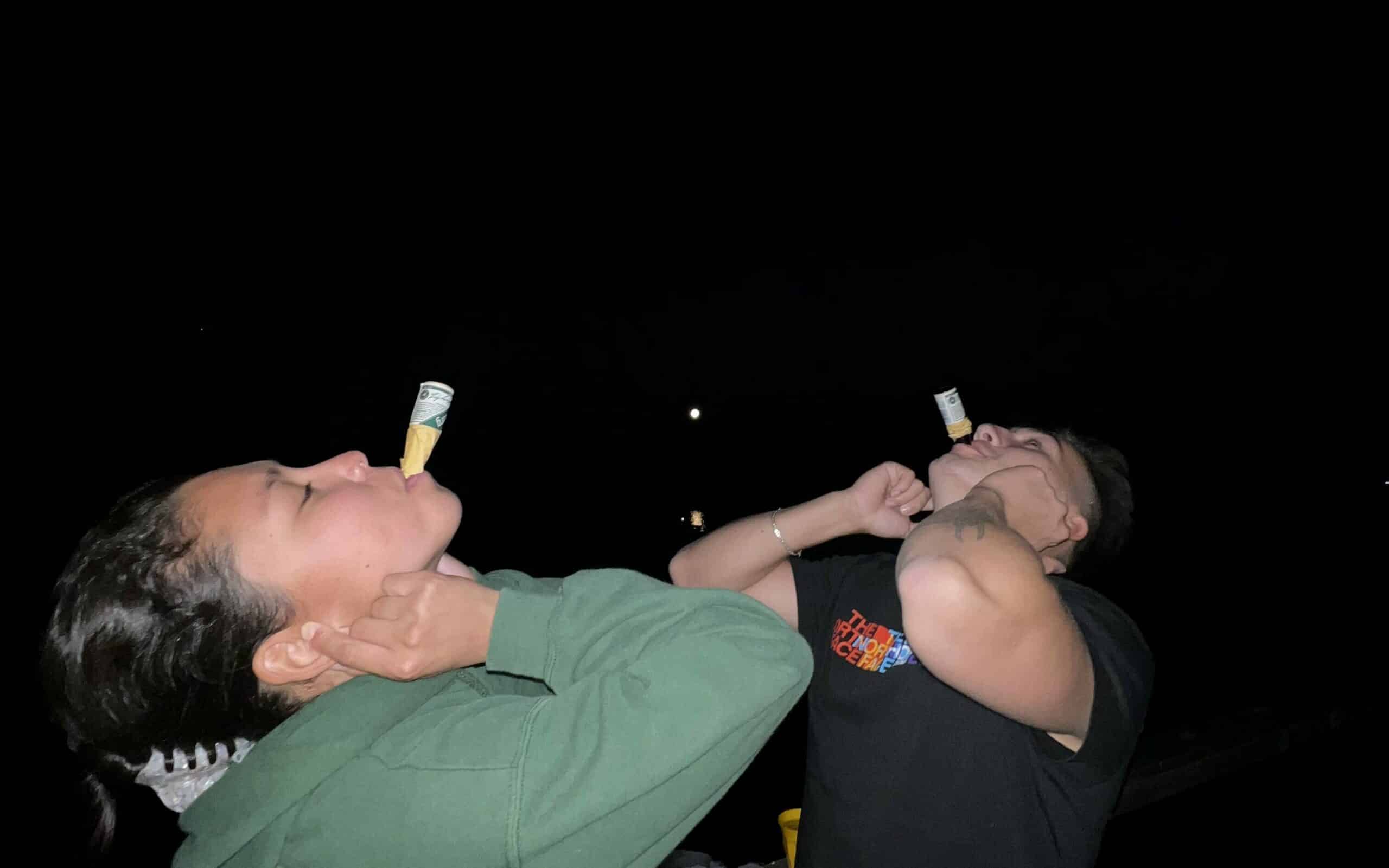 My friends demonstrated the Underberg technique. And YES, that is the moon in the background.