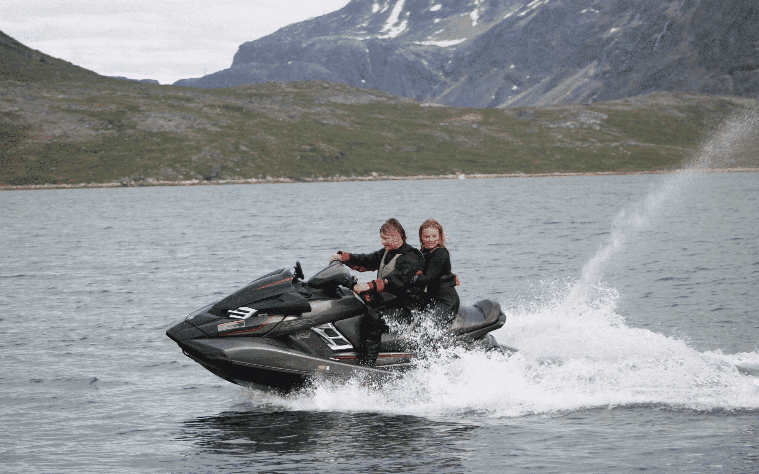 Jet skiing in Nuuk fjord.