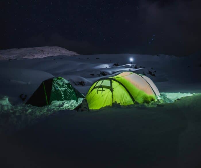 Snowshoe and camping in snow in nuuk