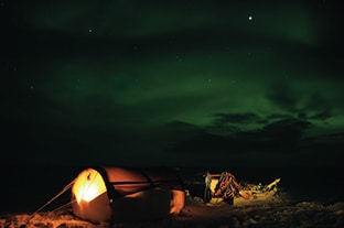 northern lights at camp