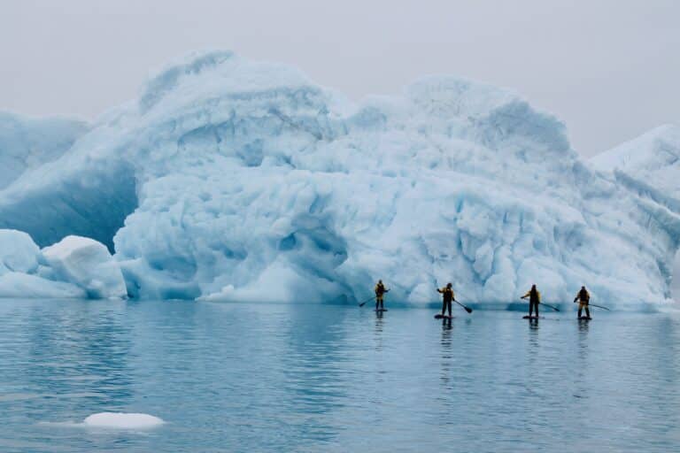 This is what it looks like when you go paddleboarding in the Nuuk fjord.